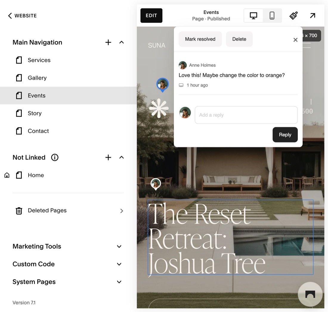 Bridge chat widget running on a live Squarespace site